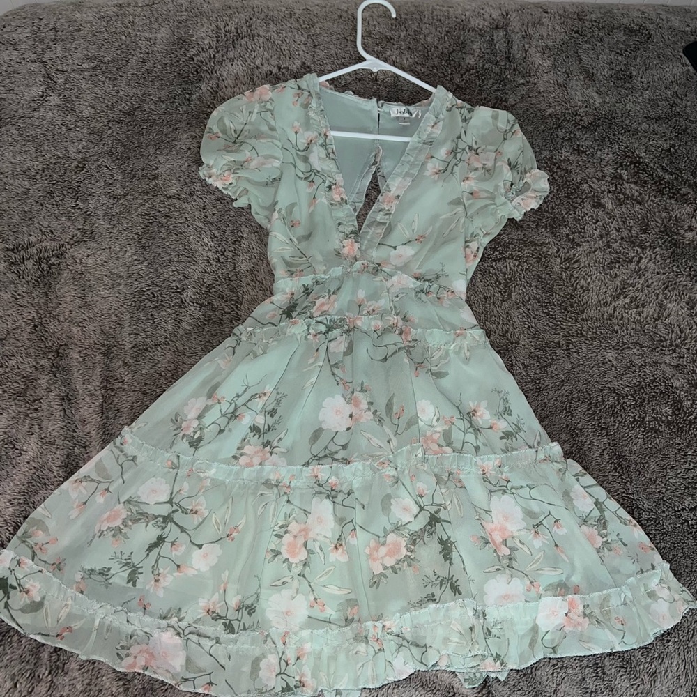 Justify Green and Pink Mini Dress